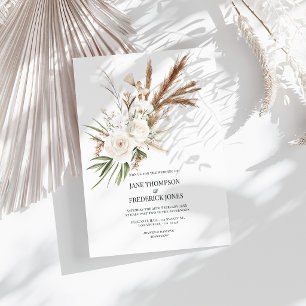 Boho Bohemian Getrocknete Blumen Foto & QR-Code Ho Einladung