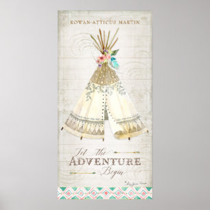 Boho Bohemian Lass die Abenteuer beginnen Teepee H Poster
