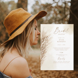 Boho Bohemian Pampas Gras Creme Junggesellinnenabs Einladung