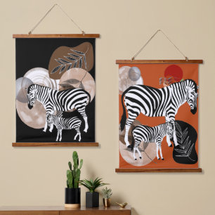 Boho Bohemian Wandkunst Zebra Leinwand Mutter Kind