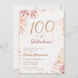 Boho Bohemisch 100 Fabelous Ladys 100. Geburtstag Einladung