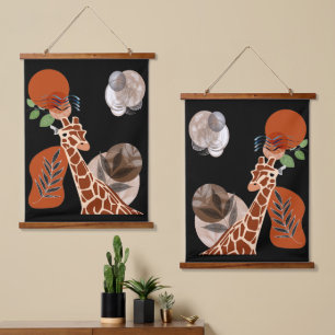Boho Bohemisch Animal Modern Art Giraffe Deco Wandteppich Mit Holzrahmen