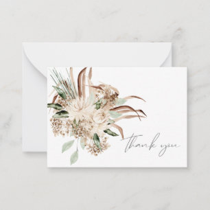 Boho Bohemisch Beige Floral Danke Note Card Mitteilungskarte