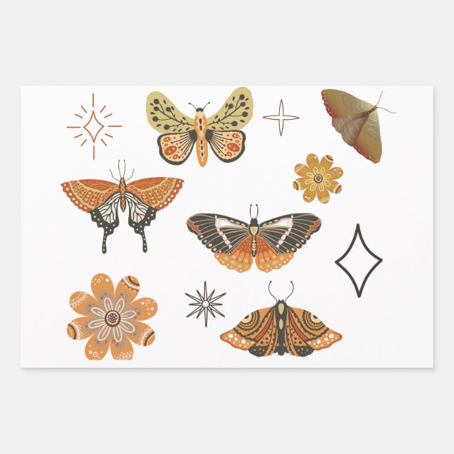 Boho Bohemisch Butterflies Geschenkpapier Set (Vorderseite)