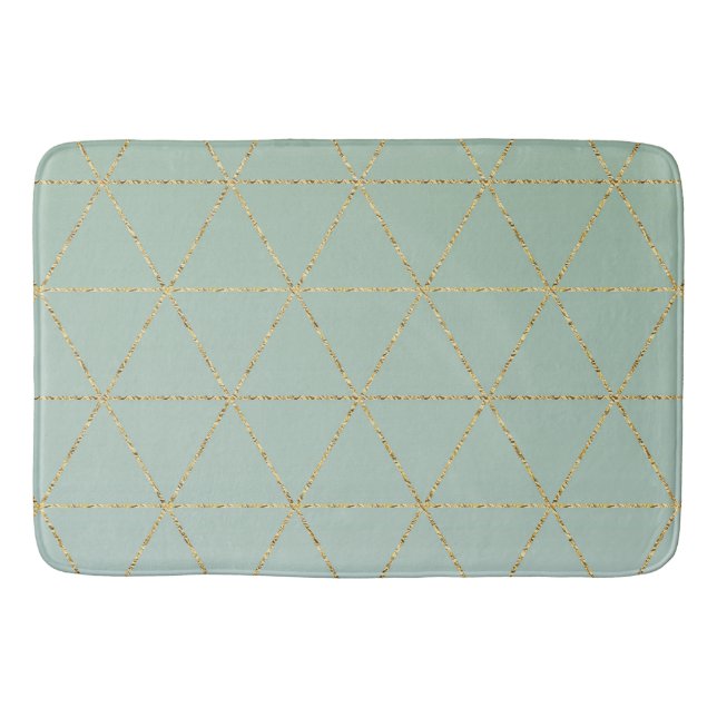 Boho Bohemisch Chic Gold & Mint Geometric Glam Badematte (Vorderseite)