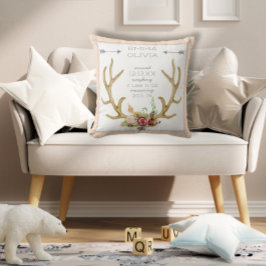 BOHO Bohemisch Deer Antler Floral Baby Birth Stat Kissen