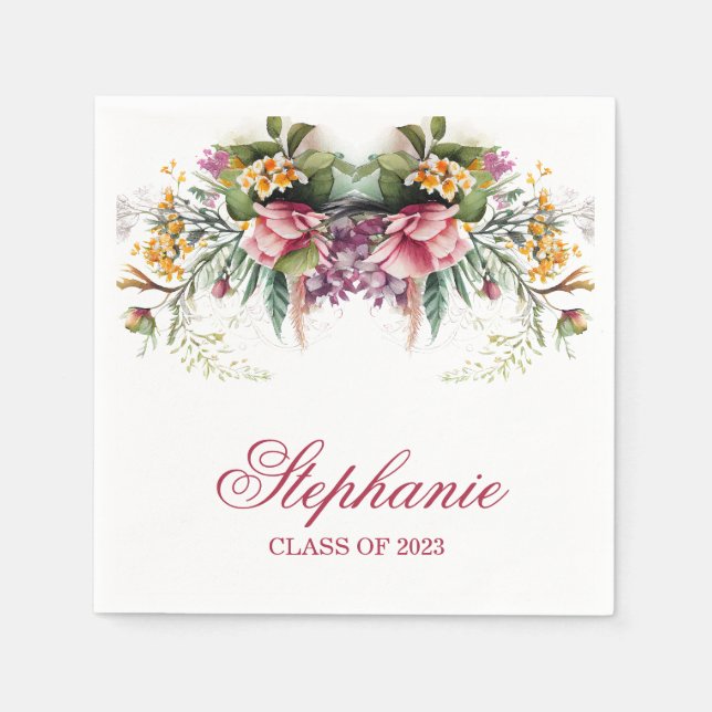 Boho Bohemisch Floral Grad Abschluss Serviette (Vorderseite)