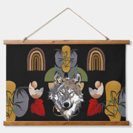 Boho Bohemisch Modern Art Fox Earth Mauer Wandteppich Mit Holzrahmen