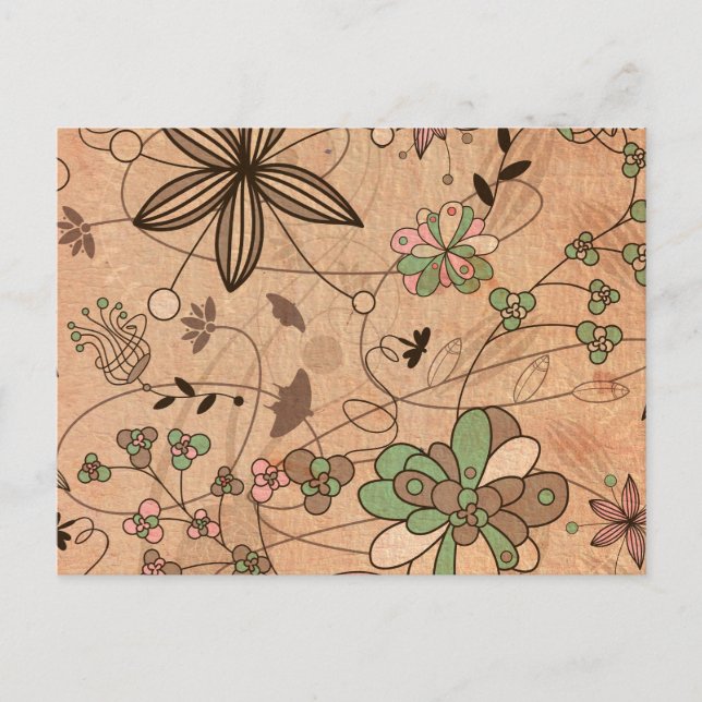 Boho Bohemisch Retro farbenfrohe florale Blume Postkarte (Vorderseite)