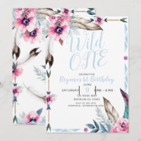 Boho Bohemisch Stamm Floral Watercolor WILD ONE