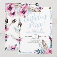 Boho Bohemisch Tribal Floral Watercolor Geburtstag