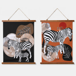 Boho Bohemisch Wall Art Zebra Leinwand Mutter Kind Wandteppich Mit Holzrahmen