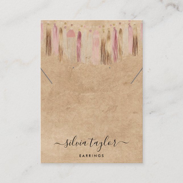 Boho Bohemische Kunsthandwerkspapiere mit Nekklass Visitenkarte (Vorderseite)