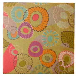 Boho Bohemische Retro bunte BlumenBlumen Fliese