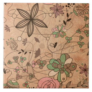 Boho Bohemische Retro bunte BlumenBlumen Fliese