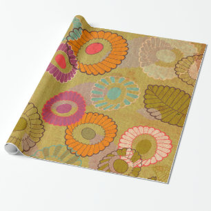 Boho Bohemische Retro bunte BlumenBlumen Geschenkpapier