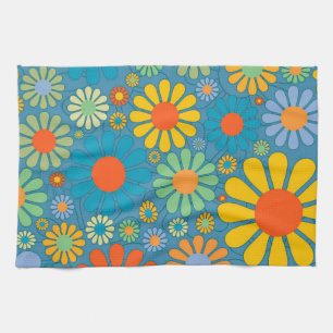 Boho Bohemische Retro bunte BlumenBlumen Geschirrtuch