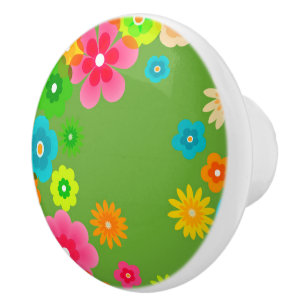 Boho Bohemische Retro bunte BlumenBlumen Keramikknauf