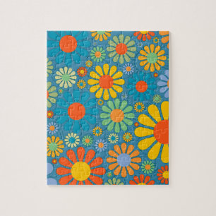 Boho Bohemische Retro bunte BlumenBlumen Puzzle