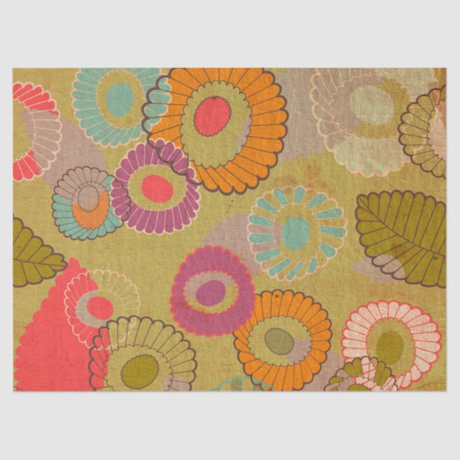 Boho Bohemische Retro bunte BlumenBlumen Seidenpapier (Vorderseite)