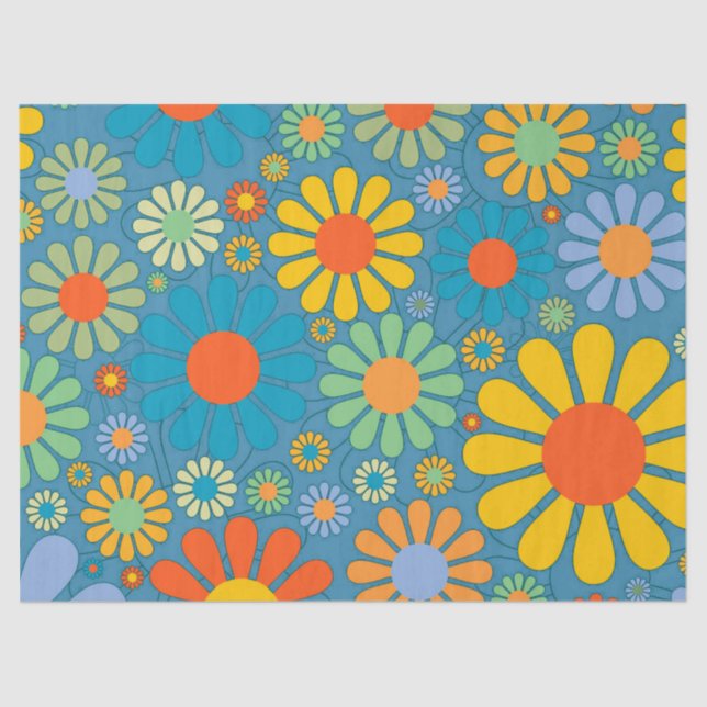 Boho Bohemische Retro bunte BlumenBlumen Seidenpapier (Vorderseite)