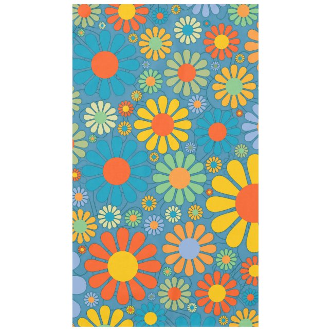 Boho Bohemische Retro bunte BlumenBlumen Tischdecke (Vorderseite)
