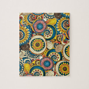 Boho Bohemisches Retro buntes Muster Puzzle