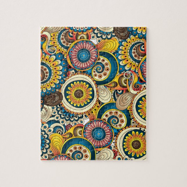 Boho Bohemisches Retro buntes Muster Puzzle (Vertikal)