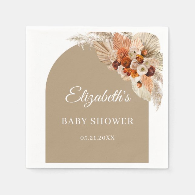 Boho-Boje-Pampas-Gras Terrakotta-Nickerchen Serviette (Vorderseite)