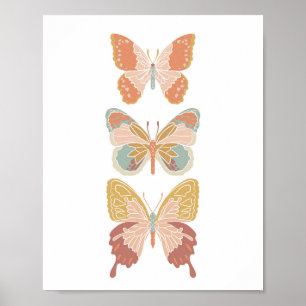 Boho Bold Butterfly Butterflies Girl Kinderzimmer Poster