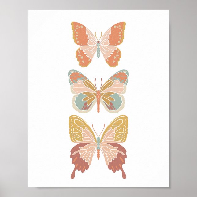 Boho Bold Butterfly Butterflies Girl Kinderzimmer  Poster (Vorne)