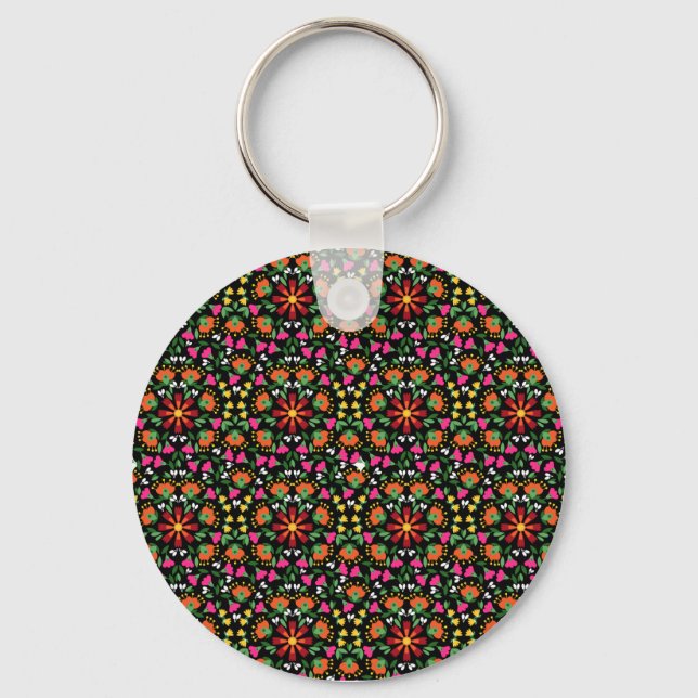 Boho Bold Floral Trivet Schlüsselanhänger (Vorderseite)