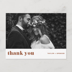 Boho-Bold-Typografie Terrakotta-Hochzeit Danke Postkarte