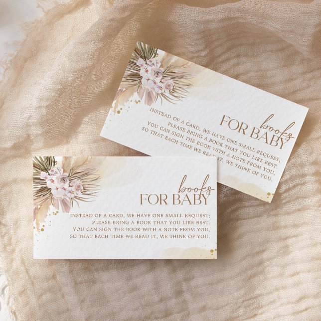Boho Books für Baby Pampas Grass Baby Shower Begleitkarte (Von Creator hochgeladen)