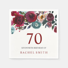 Boho Bordo Burgundy Red Blume 70. Geburtstag Serviette