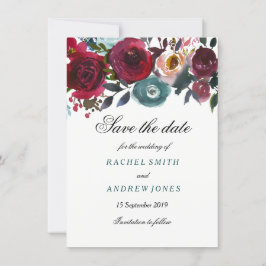 Boho Bordo Burgundy Red Blume Save the Date