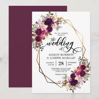 Boho bordo geometrische Hochzeitseinladung Einladung