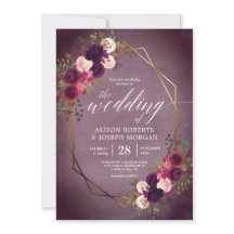 Boho bordo geometrische Hochzeitseinladung