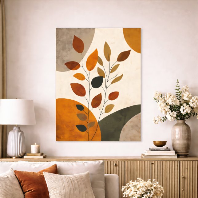 Boho Botanical Abstract Leaves Neutral Earth Tone Poster (Von Creator hochgeladen)
