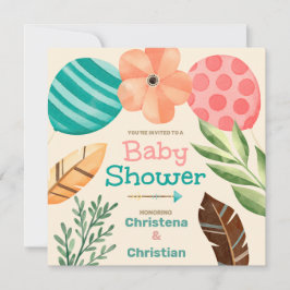 Boho Botanical Baby Shower Einladung