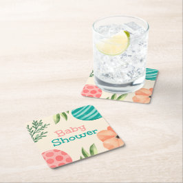 Boho Botanical Baby Shower Rechteckiger Pappuntersetzer