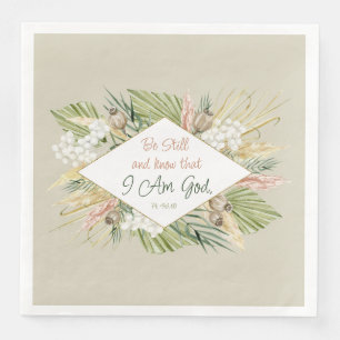 Boho Botanical 'Be Still & Know' Bibel Verse Serviette