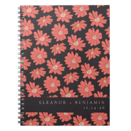 Boho Botanical Black Red Custom Wedding Notizblock