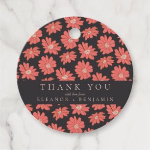 Boho Botanical Black Red Custom Wedding Vielen Dan Geschenkanhänger