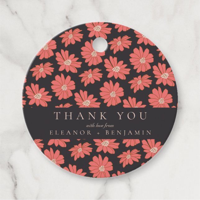 Boho Botanical Black Red Custom Wedding Vielen Dan Geschenkanhänger (Vorderseite)