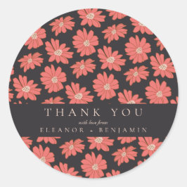 Boho Botanical Black Red Custom Wedding Vielen Dan Runder Aufkleber