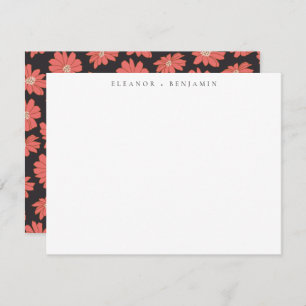 Boho Botanical Black Red Personalisiert Stationery Mitteilungskarte