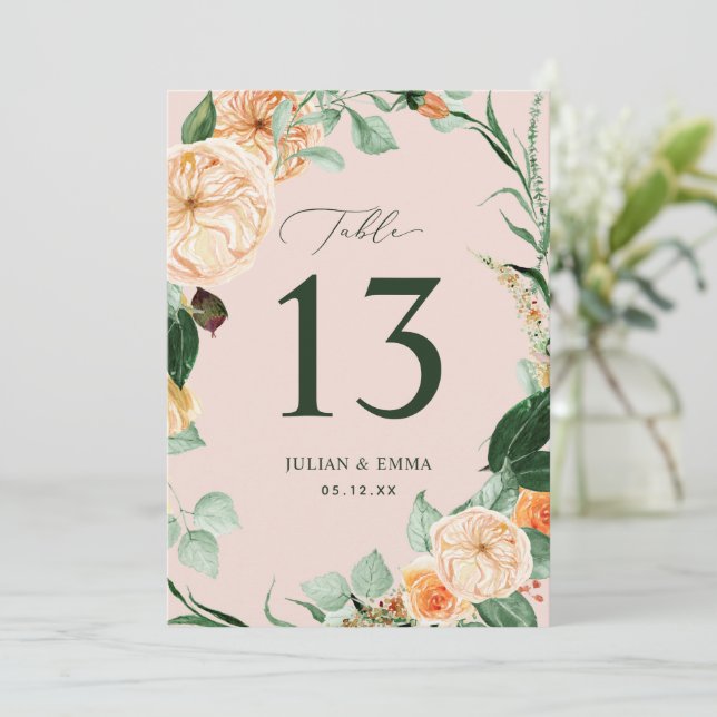 Boho Botanical Blush Pink Greenery Bloral Custom (Stehend Vorderseite)