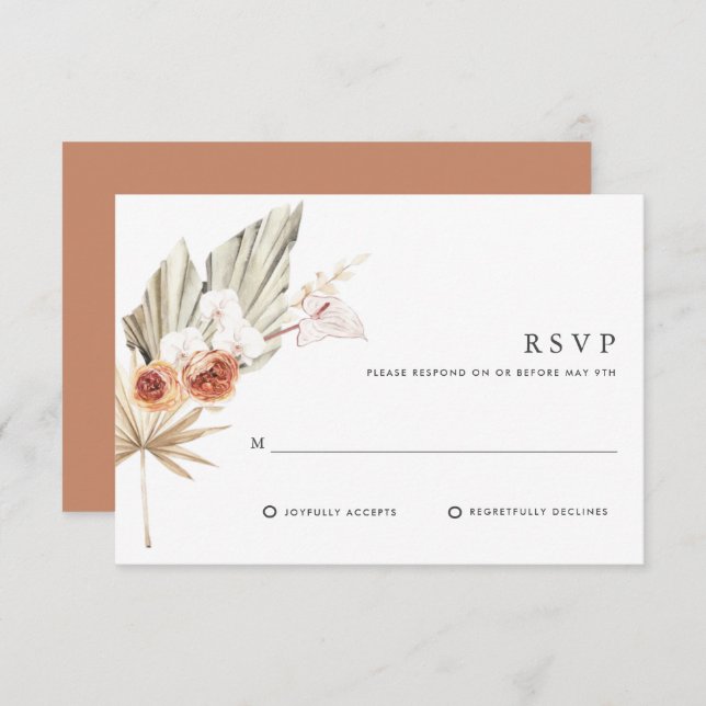 Boho Botanical Bohemisch Floral Wedding RSVP Karte (Vorne/Hinten)
