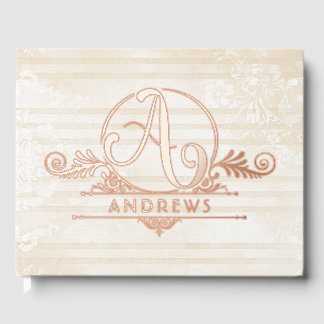 Boho Botanical Custom Monogram Wedding Gästebuch